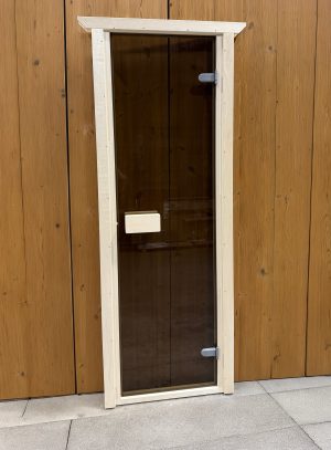 O'wood ražotās saunas un pirts durvis no Apses koka un Bronzas rūdītā stikla