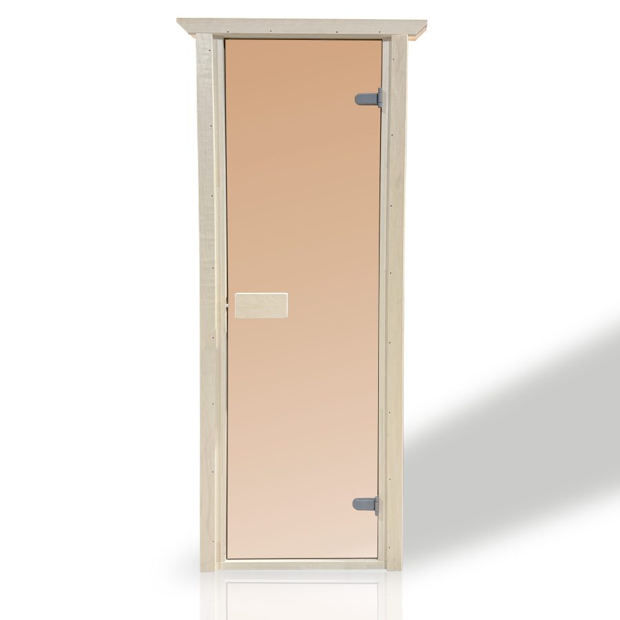 O'wood ražotās saunas un pirts durvis no Apses koka un Bronzas rūdītā stikla